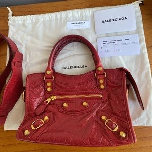 Balenciaga Agneau Mini City Tote (Red)